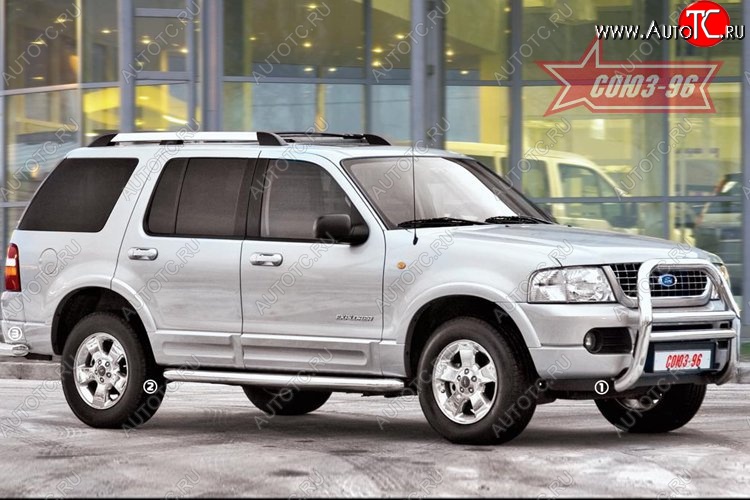 17 999 р. Защита переднего бампера Souz-96 (d76)  Ford Explorer  UN152 (2001-2005) 5 дв.  с доставкой в г. Кемерово