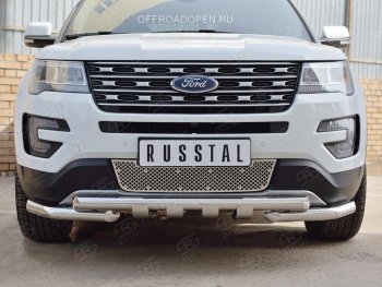 3 689 р. Решетка радиатора Russtal лист Ford Explorer U502 2-ой рестайлинг, 5 дв. (2017-2019) (Неокрашенная)  с доставкой в г. Кемерово. Увеличить фотографию 2