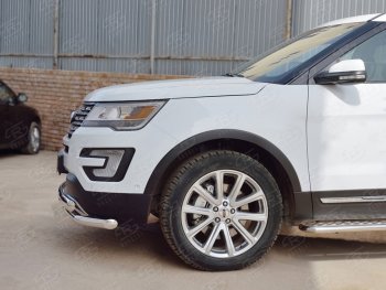 13 849 р. Защита переднего бампера (2 трубыØ63 и 75х42 мм, нержавейка) Russtal Ford Explorer U502 2-ой рестайлинг, 5 дв. (2017-2019)  с доставкой в г. Кемерово. Увеличить фотографию 4