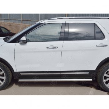 19 999 р. Защита порогов SLITKOFF из круглой трубы диаметром 63 мм SLITKOFF v1 Ford Explorer U502 2-ой рестайлинг, 5 дв. (2017-2019)  с доставкой в г. Кемерово. Увеличить фотографию 3