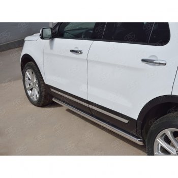 19 999 р. Защита порогов SLITKOFF из круглой трубы диаметром 63 мм SLITKOFF v1 Ford Explorer U502 2-ой рестайлинг, 5 дв. (2017-2019)  с доставкой в г. Кемерово. Увеличить фотографию 4