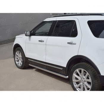 19 999 р. Защита порогов из круглой трубы d63 мм SLITKOFF v3 Ford Explorer U502 1-ый рестайлинг, 5 дв. (2015-2018)  с доставкой в г. Кемерово. Увеличить фотографию 3