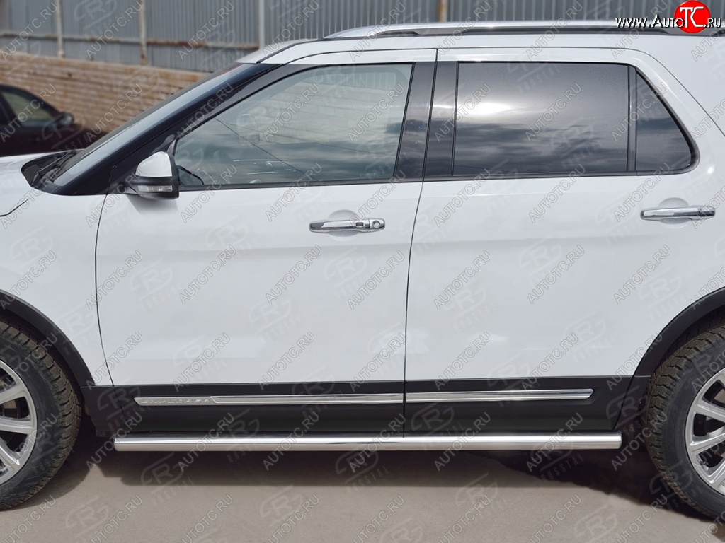 19 999 р. Защита порогов из круглой трубы d63 мм SLITKOFF v3 Ford Explorer U502 1-ый рестайлинг, 5 дв. (2015-2018)  с доставкой в г. Кемерово