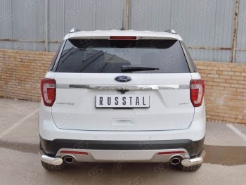 14 249 р. Защита заднего бампера (Ø76 мм уголки, нержавейка) SLITKOFF  Ford Explorer  U502 (2015-2018) 1-ый рестайлинг, 5 дв.  с доставкой в г. Кемерово. Увеличить фотографию 2