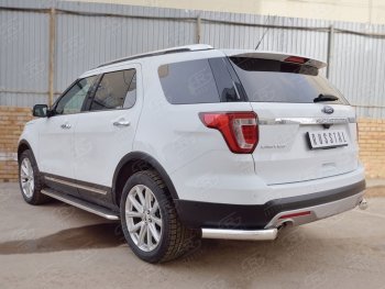 Защита заднего бампера (Ø76 мм уголки, нержавейка) SLITKOFF Ford Explorer  U502 (2015-2018) 1-ый рестайлинг, 5 дв.