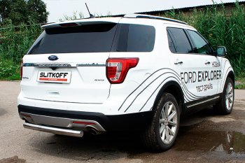 Защита заднего бампера Slitkoff (d76 мм) Ford Explorer  U502 (2017-2019) 2-ой рестайлинг, 5 дв.