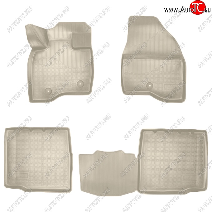 3 399 р. Коврики салонные Noplast (3D, 5 мест)  Ford Explorer  U502 (2017-2019) 2-ой рестайлинг, 5 дв. (Бежевые)  с доставкой в г. Кемерово