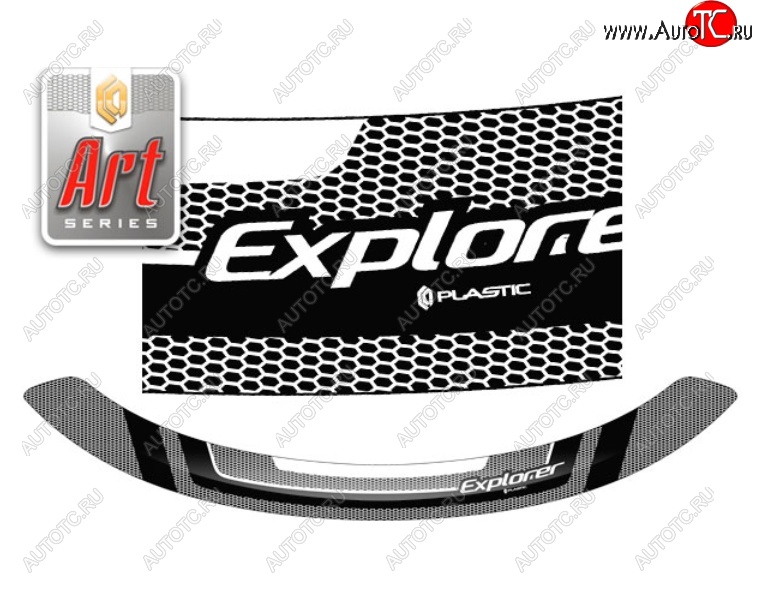 2 479 р. Дефлектор капота CA-Plastiс  Ford Explorer  U502 (2010-2016) дорестайлинг (Серия Art белая)  с доставкой в г. Кемерово