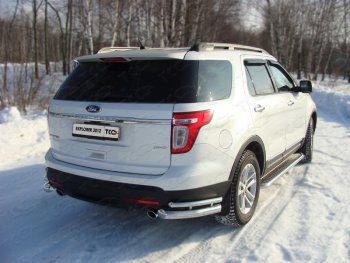 Защита заднего бампера (уголки двойные) ТСС 76,1/42,4 мм Ford Explorer U502 дорестайлинг (2010-2016)