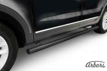 Защита штатных порогов Arbori (черная, d76 mm). Ford Explorer  U502 (2010-2016) дорестайлинг