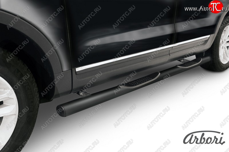 13 679 р. Защита штатных порогов Arbori (черная, d76 mm).  Ford Explorer  U502 (2010-2016) дорестайлинг  с доставкой в г. Кемерово