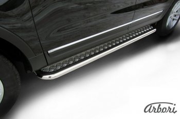 Защита порогов для ног Arbori (нержавейка, алюминий, d76) Ford Explorer  U502 (2010-2016) дорестайлинг