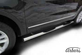 Защита штатных порогов Arbori (с проступью, нержавейка, d76 mm). Ford Explorer  U502 (2010-2016) дорестайлинг