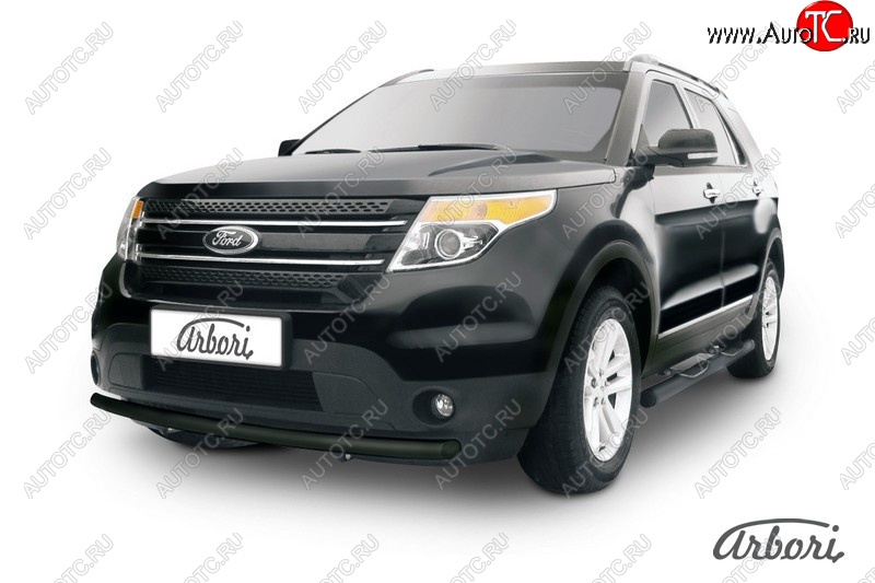 7 019 р. Защита переднего бампера Arbori (черная, 1 труба d57 mm).  Ford Explorer  U502 (2010-2016) дорестайлинг  с доставкой в г. Кемерово