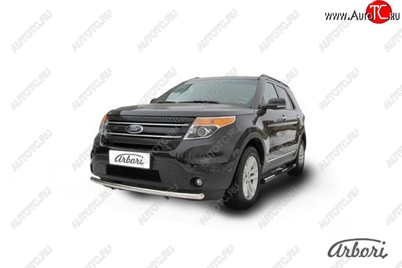17 189 р. Защита переднего бампера Arbori (нержавейка, 1 труба d76 mm)  Ford Explorer  U502 (2010-2016) дорестайлинг  с доставкой в г. Кемерово