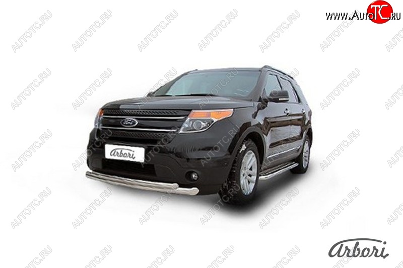 16 559 р. Защита переднего бампера Arbori (нержавейка, 2 трубы d57 и 57 mm)  Ford Explorer  U502 (2010-2016) дорестайлинг  с доставкой в г. Кемерово