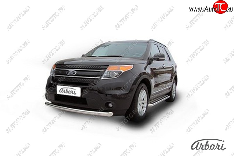 16 379 р. Защита переднего бампера Arbori (нержавейка, 1 труба d76 mm)  Ford Explorer  U502 (2010-2016) дорестайлинг  с доставкой в г. Кемерово