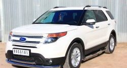 15 449 р. Защита переднего бампера (2 трубыØ76 и 75х42 мм, нержавейка) Russtal Ford Explorer U502 дорестайлинг (2010-2016)  с доставкой в г. Кемерово. Увеличить фотографию 2