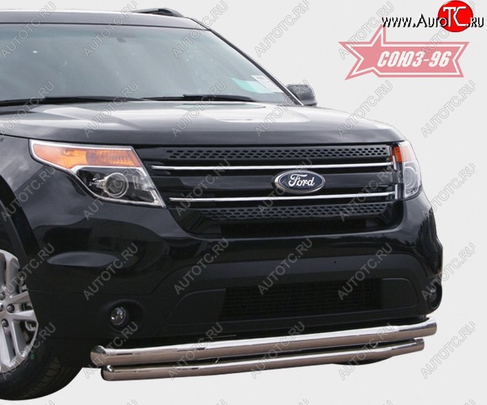 32 624 р. Защита переднего бампера двойная Souz-96 (d76/60)  Ford Explorer  U502 (2010-2016) дорестайлинг  с доставкой в г. Кемерово