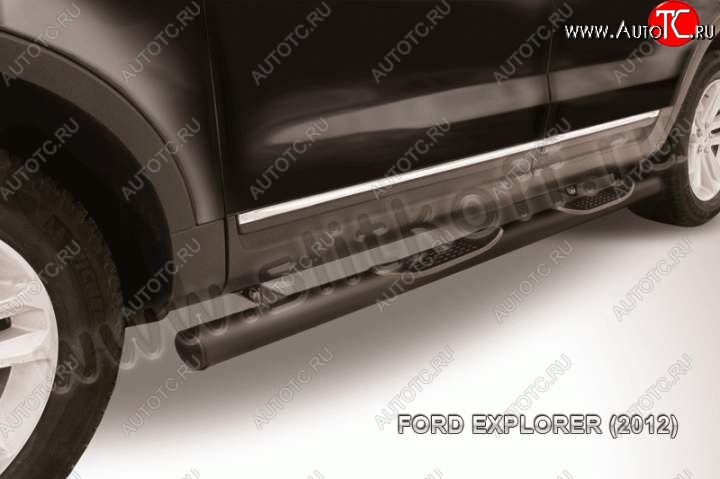 16 949 р. Защита порогов d76 Slitkoff (с поступью)  Ford Explorer  U502 (2010-2016) дорестайлинг (Цвет: серебристый)  с доставкой в г. Кемерово