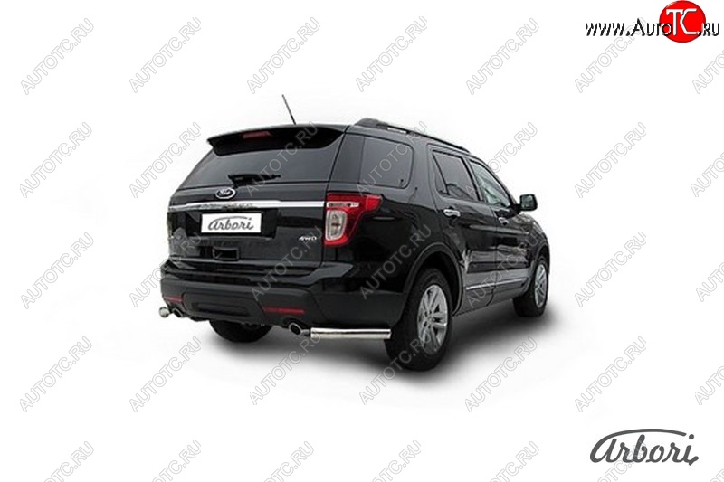 14 219 р. Защита заднего бампера Arbori (уголки, нержавейка, 1 труба d57 mm).  Ford Explorer  U502 (2010-2016) дорестайлинг  с доставкой в г. Кемерово