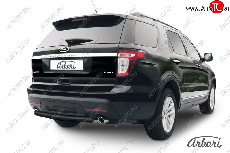 6 569 р. Защита заднего бампера Arbori (черная, 1 труба d76 mm).  Ford Explorer  U502 (2010-2016) дорестайлинг  с доставкой в г. Кемерово
