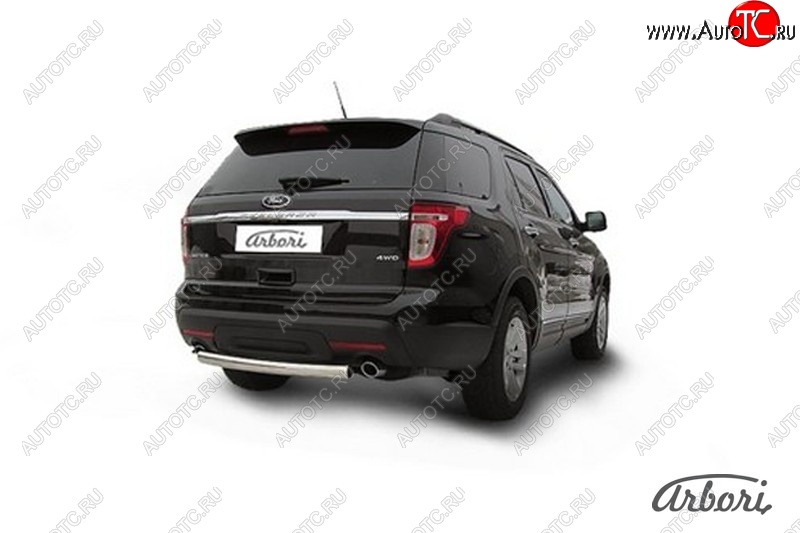 12 509 р. Защита заднего бампера Arbori (нержавейка, 1 труба d76 mm).  Ford Explorer  U502 (2010-2016) дорестайлинг  с доставкой в г. Кемерово