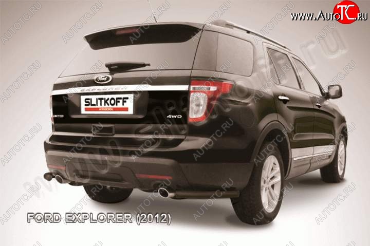 7 749 р. Защита заднего бампера из уголков d57 Slitkoff Ford Explorer U502 дорестайлинг (2010-2016) (Цвет: серебристый)  с доставкой в г. Кемерово