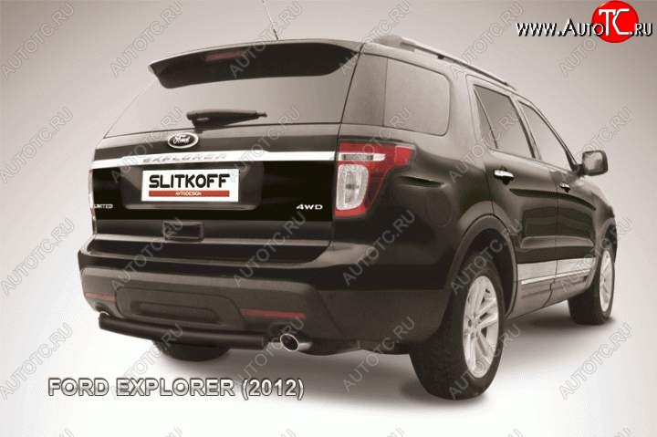 8 849 р. Защита заднего бампера d76 Slitkoff  Ford Explorer  U502 (2010-2016) дорестайлинг (Цвет: серебристый)  с доставкой в г. Кемерово