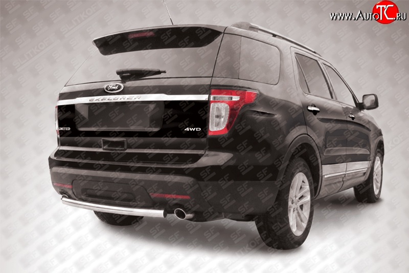10 649 р. Защита заднего бампера из короткой трубы диаметром 57 мм Slitkoff  Ford Explorer  U502 (2010-2016) дорестайлинг (Нержавейка, Полированная)  с доставкой в г. Кемерово