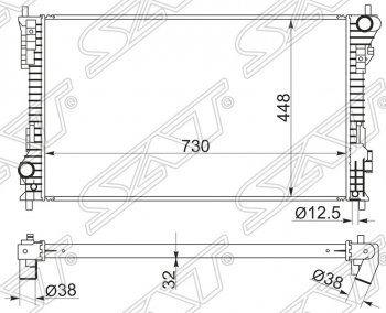 Радиатор двигателя SAT (пластинчатый, МКПП/АКПП) Ford Explorer U502 дорестайлинг (2010-2016)