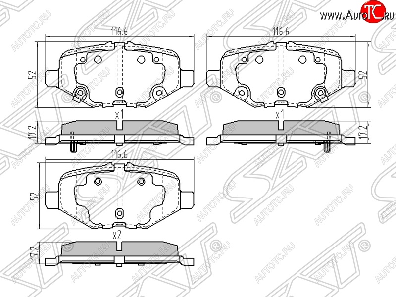 889 р. Колодки тормозные SAT (задние) Ford Explorer U502 дорестайлинг (2010-2016)  с доставкой в г. Кемерово