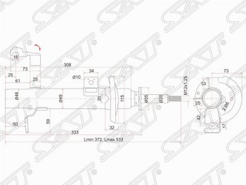 Правый амортизатор передний SAT Mazda Demio 2 DY дорестайлинг (2002-2005)