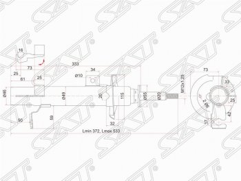 Левый амортизатор передний SAT Mazda Demio 2 DY дорестайлинг (2002-2005)