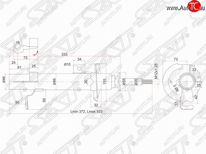 2 699 р. Левый амортизатор передний SAT Mazda Demio 2 DY дорестайлинг (2002-2005)  с доставкой в г. Кемерово