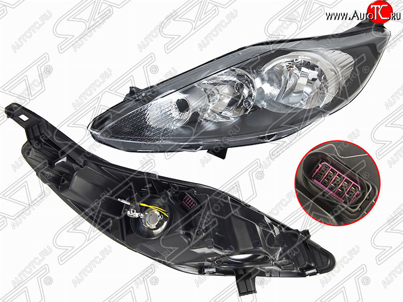 7 549 р. Левая фара (чёрная, с корректором) SAT Ford Fiesta 6 хэтчбэк 3 дв. дорестайлинг (2008-2013)  с доставкой в г. Кемерово