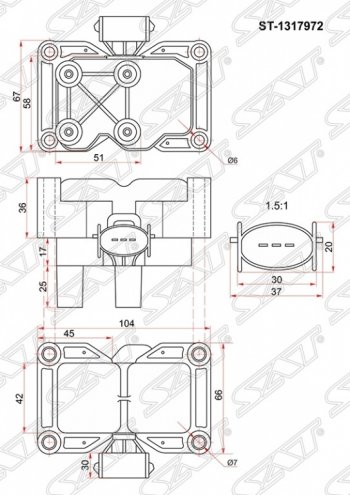 1 479 р. Катушка зажигания SAT (модуль) Ford Fiesta 5 хэтчбэк 5 дв. дорестайлинг (2001-2005)  с доставкой в г. Кемерово. Увеличить фотографию 1