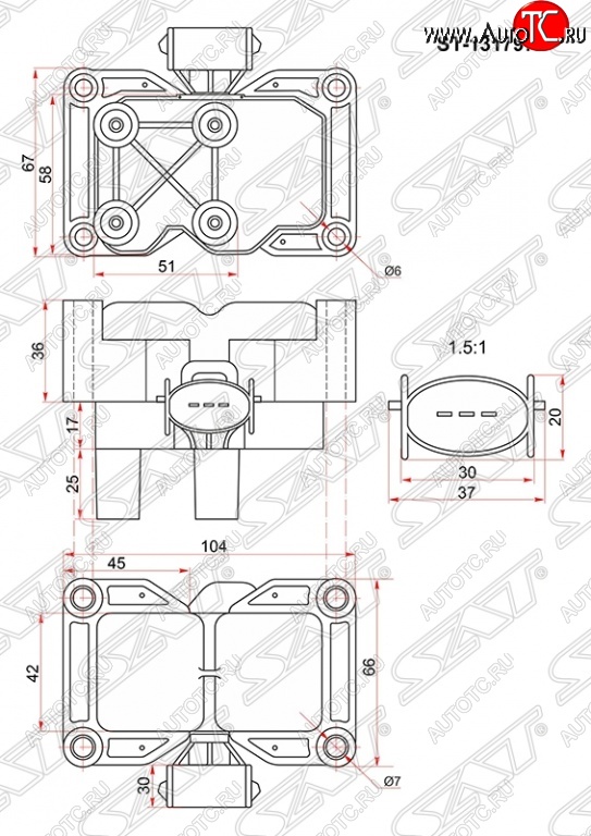 1 479 р. Катушка зажигания SAT (модуль) Ford Fiesta 5 хэтчбэк 5 дв. дорестайлинг (2001-2005)  с доставкой в г. Кемерово