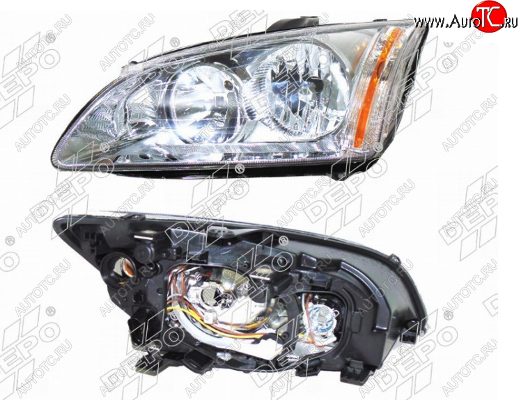 9 899 р. Левая фара (хром) DEPO Ford Focus 2 универсал дорестайлинг (2004-2008)  с доставкой в г. Кемерово