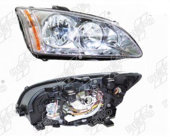 Правая фара (хром) DEPO Ford Focus 2 универсал дорестайлинг (2004-2008)