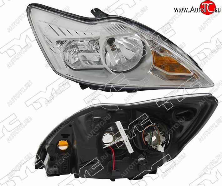 9 399 р. Правая фара TYC (с электрокорректором, хром)  Ford Focus  2 (2007-2011) седан рестайлинг, универсал рестайлинг, хэтчбэк 3 дв. рестайлинг, хэтчбэк 5 дв. рестайлинг  с доставкой в г. Кемерово