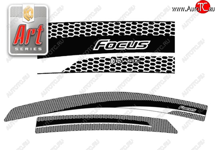 2 299 р. Дефлектора окон CA-Plastic  Ford Focus  2 (2007-2011) хэтчбэк 5 дв. рестайлинг (Серия Art черная, Без хром.молдинга)  с доставкой в г. Кемерово