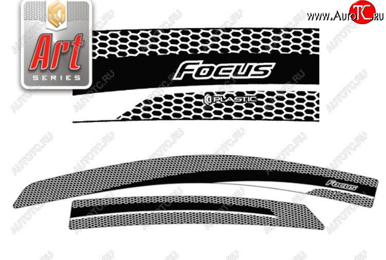 2 299 р. Дефлектора окон CA-Plastic  Ford Focus  2 (2007-2011) седан рестайлинг (Серия Art серебро)  с доставкой в г. Кемерово