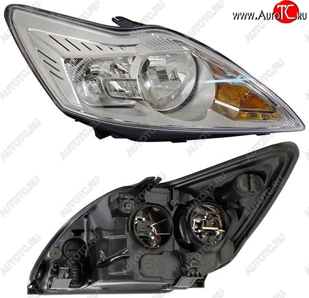 4 949 р. Правая фара SAT (с электрокорректором, хром) Ford Focus 2 седан рестайлинг (2007-2011)  с доставкой в г. Кемерово