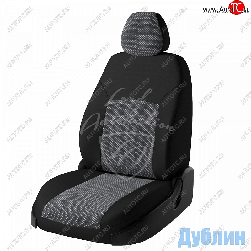 5 799 р. Чехлы для сидений Lord Autofashion Дублин (жаккард) Ford Focus 2 хэтчбэк 3 дв. дорестайлинг (2004-2007) (Черный, вставка Ёж Белый)  с доставкой в г. Кемерово