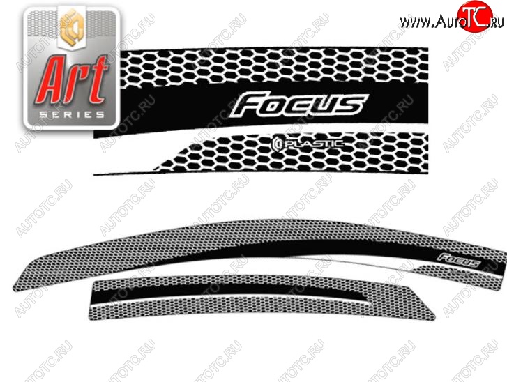 2 299 р. Дефлектора окон CA-Plastic  Ford Focus  2 (2004-2008)  седан дорестайлинг (Серия Art серебро, Без хром.молдинга)  с доставкой в г. Кемерово