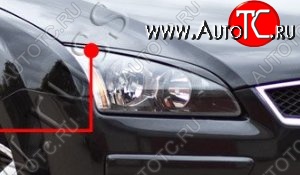 1 099 р. Реснички на фары RA v1 Ford Focus 2 универсал дорестайлинг (2004-2008) (Неокрашенные)  с доставкой в г. Кемерово