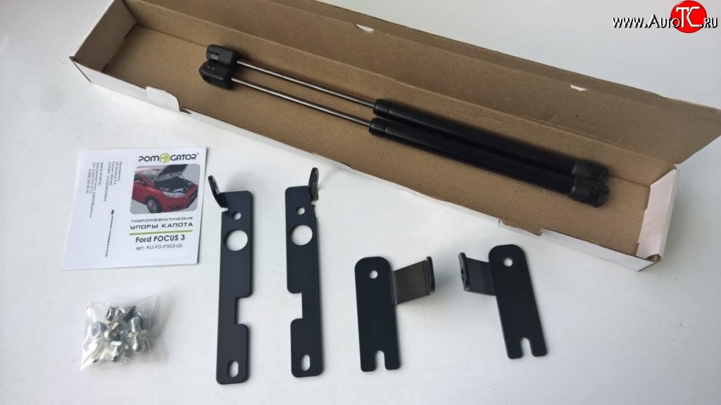 3 199 р. Упоры капота Pomogator Ford Focus 3 хэтчбэк рестайлинг (2014-2019)  с доставкой в г. Кемерово