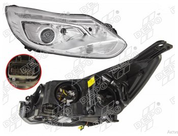 29 549 р. Правая фара (под ксенон, ДХО , c корректором) DEPO Ford Focus 3 хэтчбэк дорестайлинг (2010-2015)  с доставкой в г. Кемерово. Увеличить фотографию 1