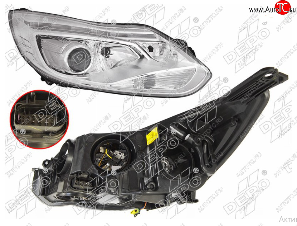 29 549 р. Правая фара (под ксенон, ДХО , c корректором) DEPO Ford Focus 3 хэтчбэк дорестайлинг (2010-2015)  с доставкой в г. Кемерово